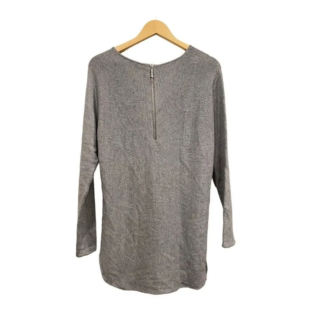 EUC Michael Kors Gray Long Sleeve Zip Back Tunic Sweater Sz. S